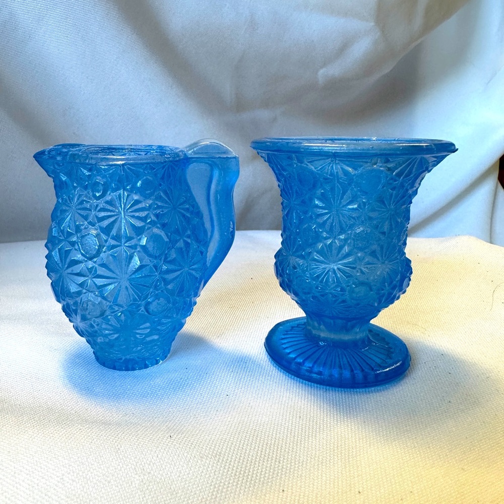 pair vintage pressed glass toothpick holders